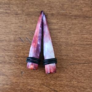 0g/8mm Purple/pink/white Acrylic Tapered Earrings